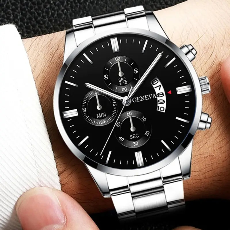 Fashion Mens Watches Luxury Silver Stainless Steel